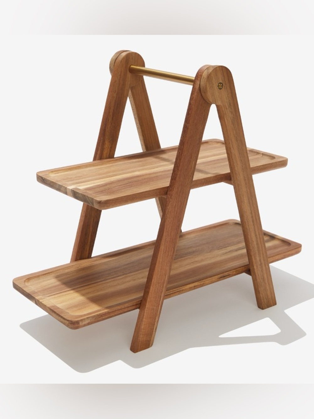 Macy Blackwell x Short Stories Tiered App Tray Acacia Wood and Metal Rod